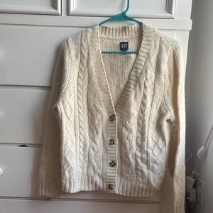 cream cardigan